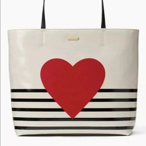 Kate Spade Yours Truly Heart Stripe Hallie Tote